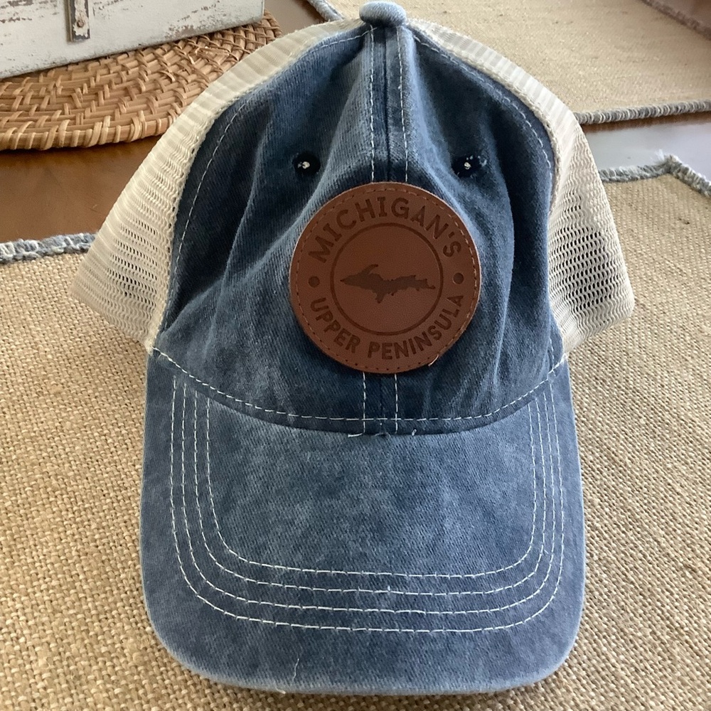 Michigan Upper Peninsula Blue Mesh Back Trucker Hat